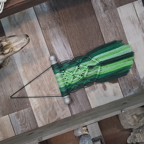 Macrame Boho Green Hues Wall Hanging - Picture 2 of 4